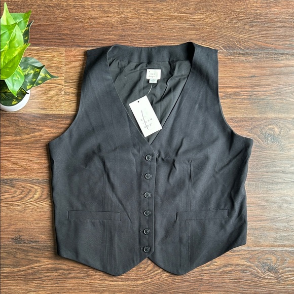 NWT a new day Black Button-Up Vest - Picture 1 of 6
